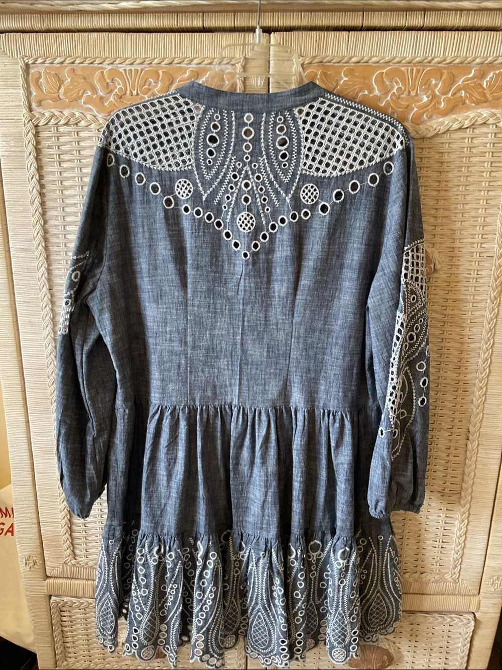 Ariana Cotton Chambray Tiered Minidress EUC by Veronica Beard - Picture 12 of 15